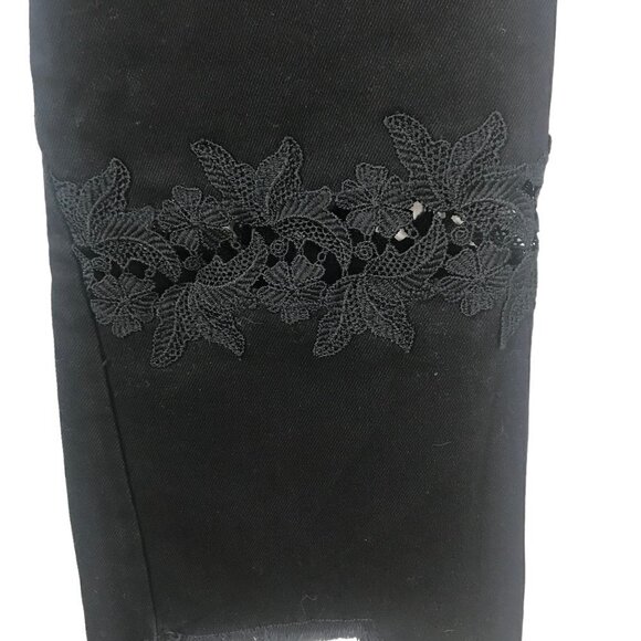 Sandro Paris Tori Flared Lace Inset High Rise Raw Hem Jeans Size 38 (M /6-8) - Picture 7 of 10